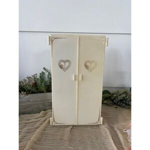 1978 Marx Sindy Bedroom Wardrobe doll white gold hearts clothing rack mirror‎